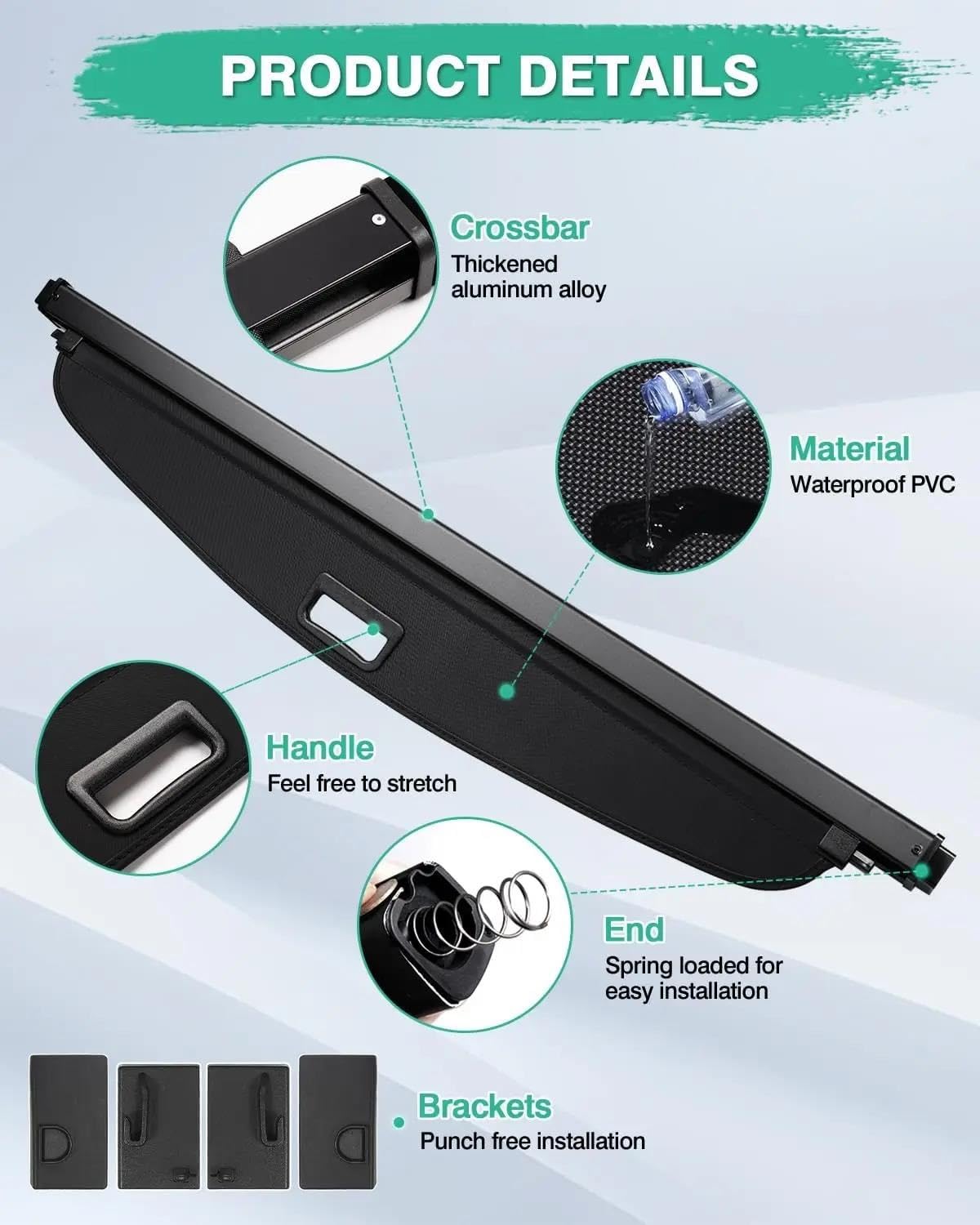 Generisch Laderaumabdeckung Für Ford für Bronco 4-Türer Soft Hard TOP 2021-2025 Retractable Trunk Security Shade Ersatz Abdeckung Cargo Cover