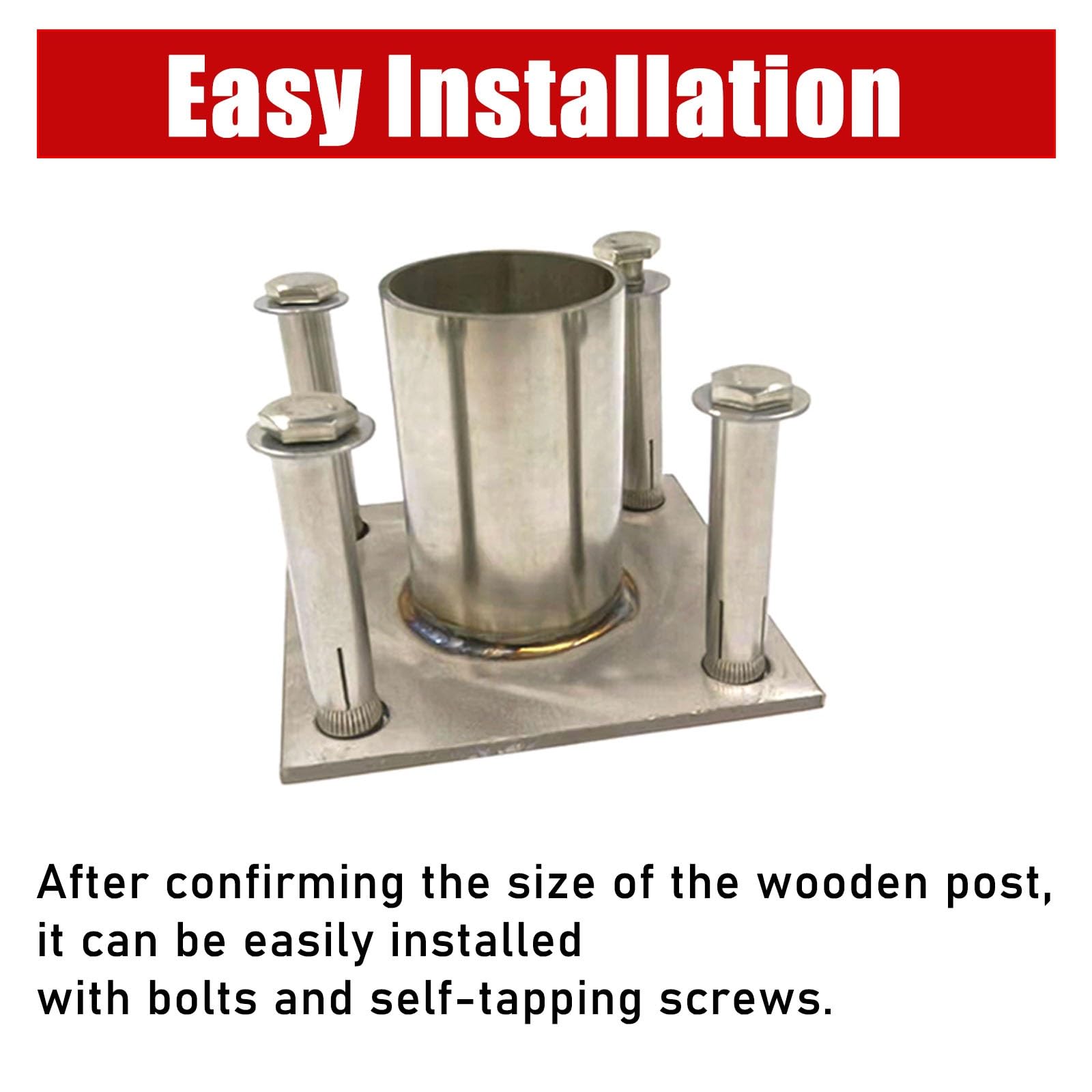 LZMZMQ Soporte para Poste Base para Poste de Madera Base Redonda para Columna De Exterior (Alturas De 50 80 100 120 Cm), Base para Poste, Adaptador De Montaje sobre Pilar | 70x80mm/2.8x3.1in