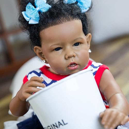 Miniatura 5 de Rebornova muñeca Reborn de niña negra, bebé recién nacida de 20pulgadas, con cuerpo suave y realista, extremidades de silicona, juego de regalo para