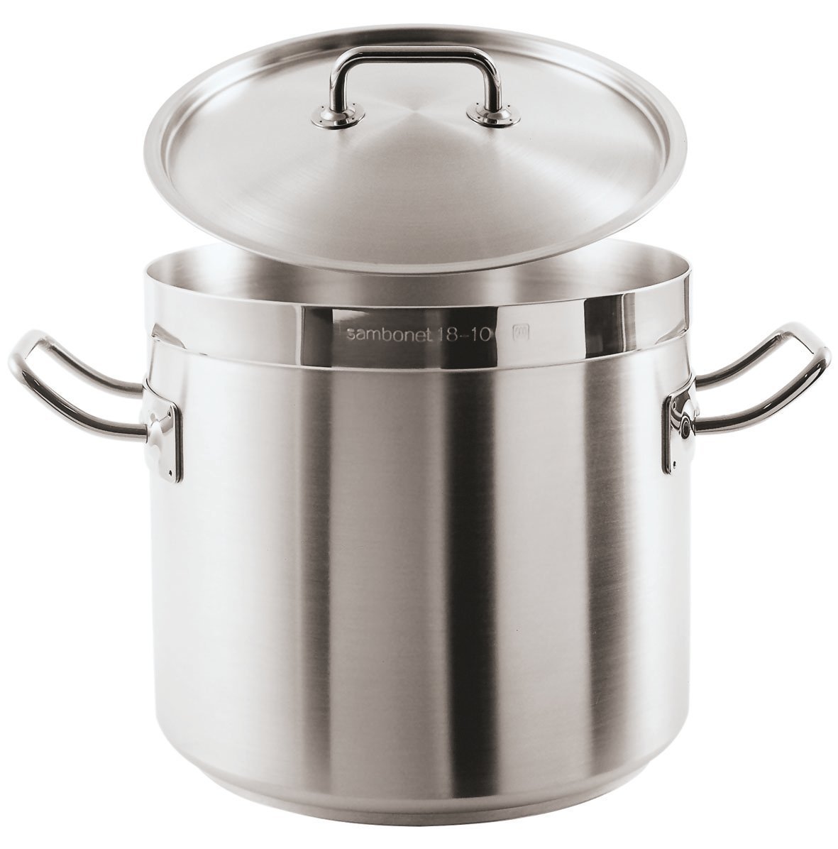 Olla Recta Cm 28 Con Tapa Serie Profesional De Acero Inoxidable