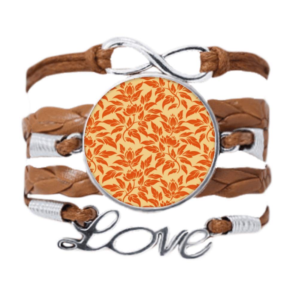 Bracelet décoration florale or et cuir orange idée cadeau DIYthinker - 5