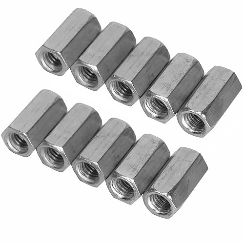 Tuercas hexagonales de acoplamiento de tuerca de varilla larga M6 x 0.709 in, extensor de perno chapado en zinc, rosca hembra de ajuste recto,