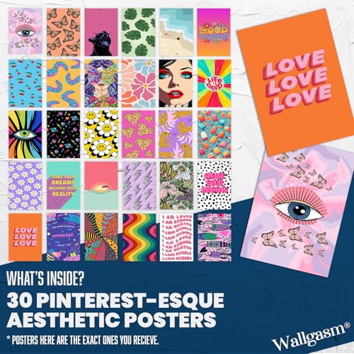 Image of Wallgasm Pinterest Aesthetic Room Posters - Pack of 30, 10 x 15 cm 300GSM | Aesthetic Wall Art - Set For Room, Bedroom, Gym, Office