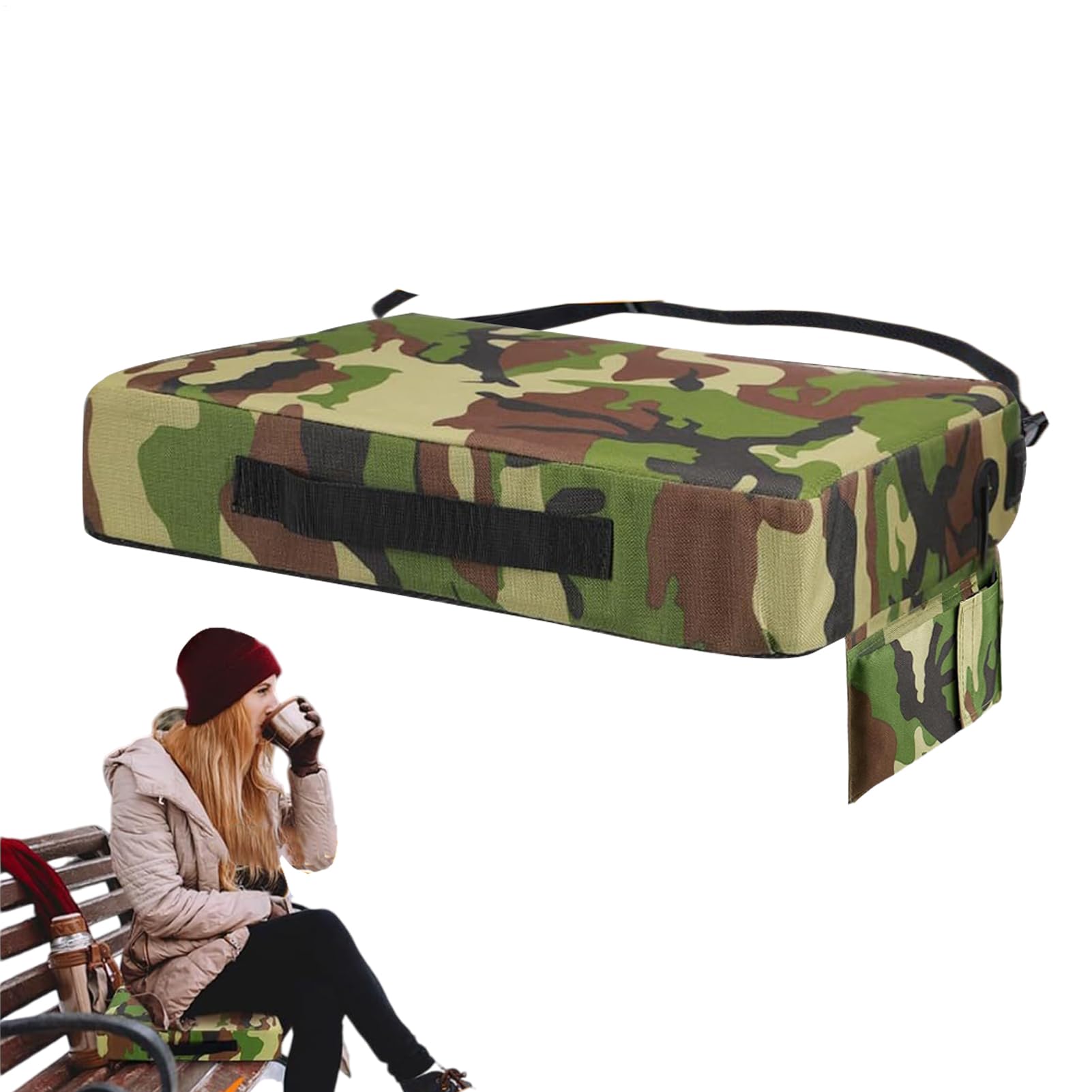 Coussin de siège chauffant - 40 x 32 x 7 cm - Tapis de camping en coton