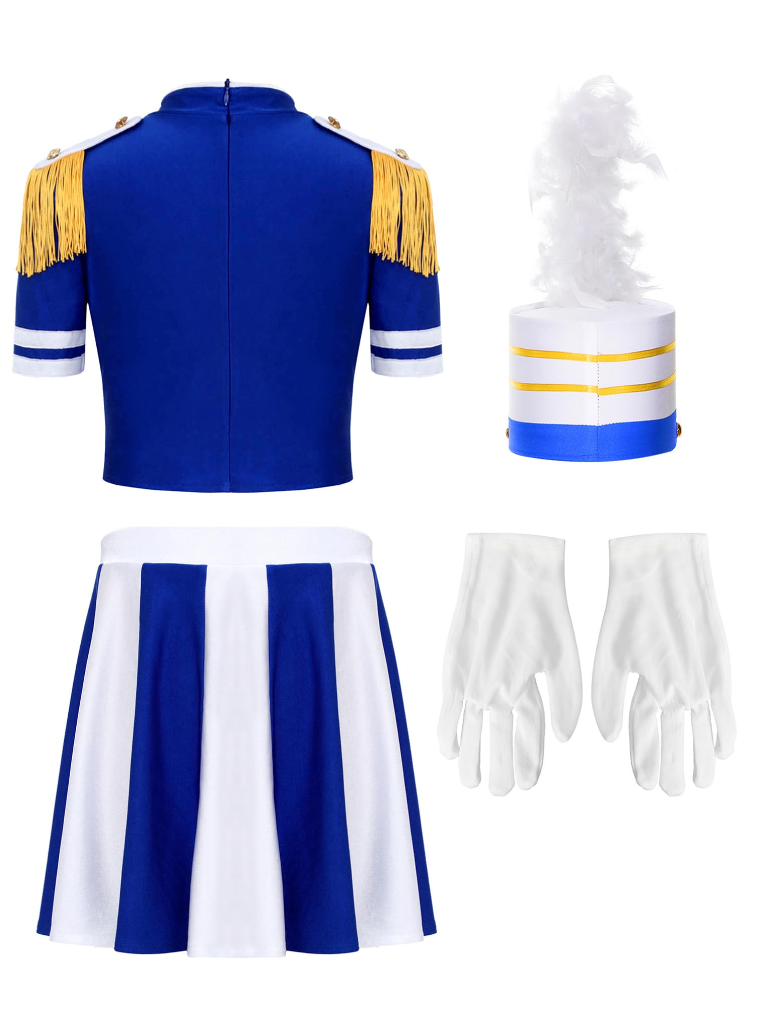 TiaoBug Niña Conjuntos Uniformes Batería Traje De Banda De Música Infantil Azul 9-10 años