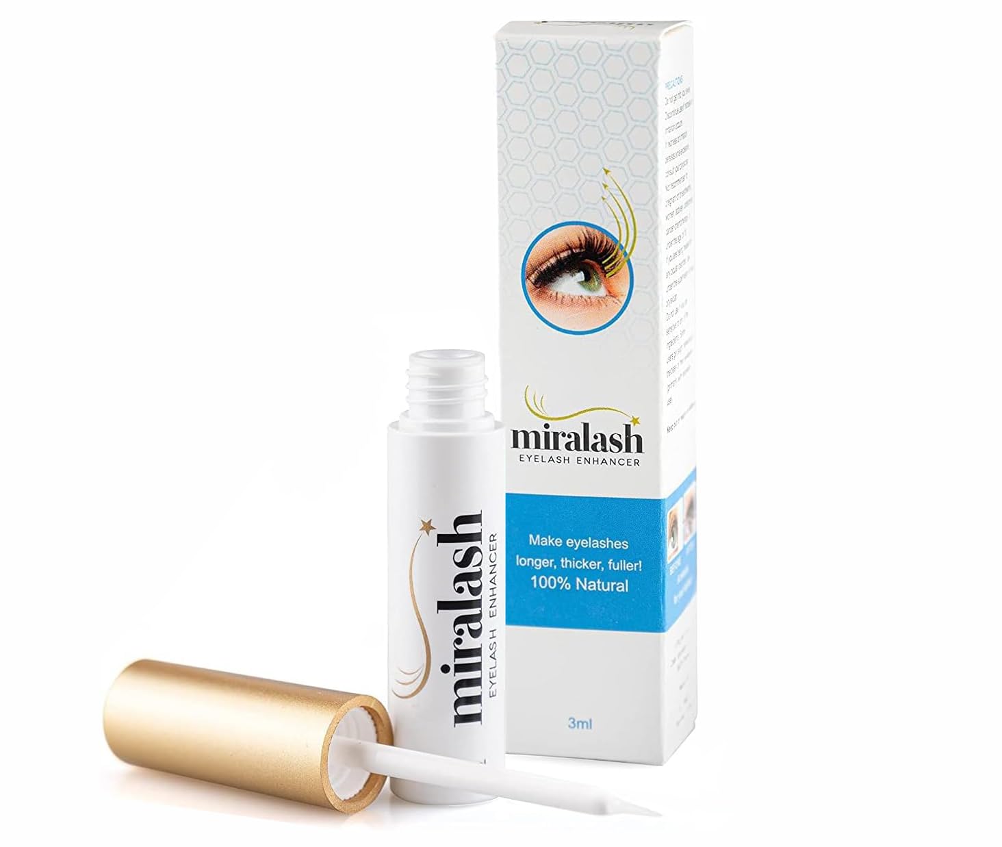Miralash Eyelash Serum Conditioner for Eyelashes 3 ml 1-Pack - Serum for Long Dense Growth and Extension Fuller lash look Stronger Care product Beauty for lashes Volume Lengthening Thickener Booster