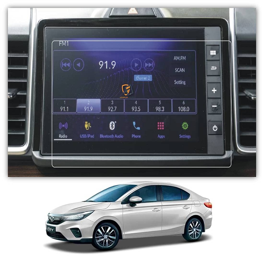 9h unbreakable screen protector compatible with honda city v cvt facelift (2020) car touch screen infotainment system (8 inch) (transparent)