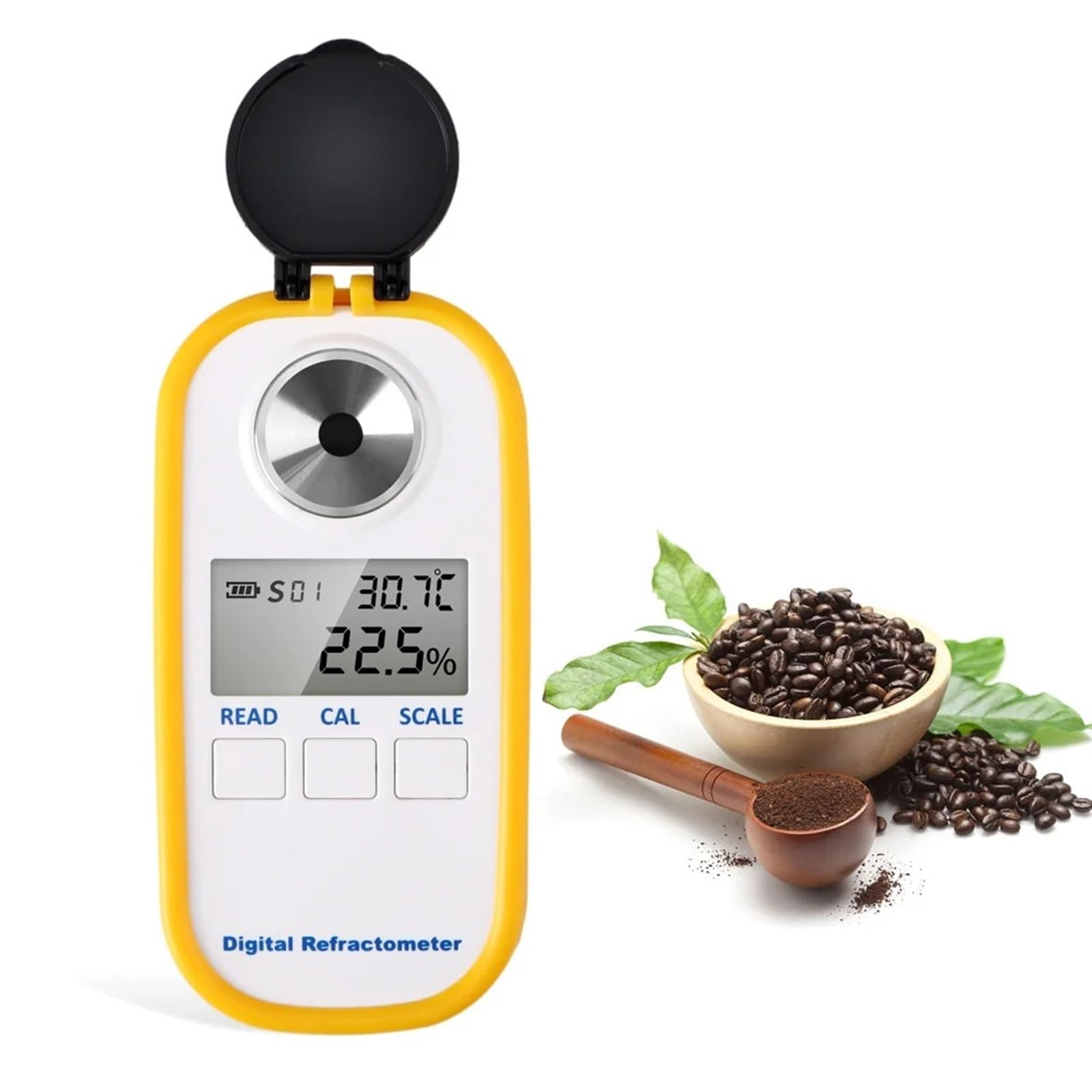 Kogedss One Color Refractometer, 2-In-1 Auto Refractometer For Coffee Hydrometer Tds Concentration Meter Tester Detector Digital Measure Coffee Sugar Meter