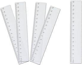 Plastic Rulers, 15cm Ruler, Clear Precision Ruler with Metric and Thumb Scale, Embossed Centimeter Division for School, Office, Home