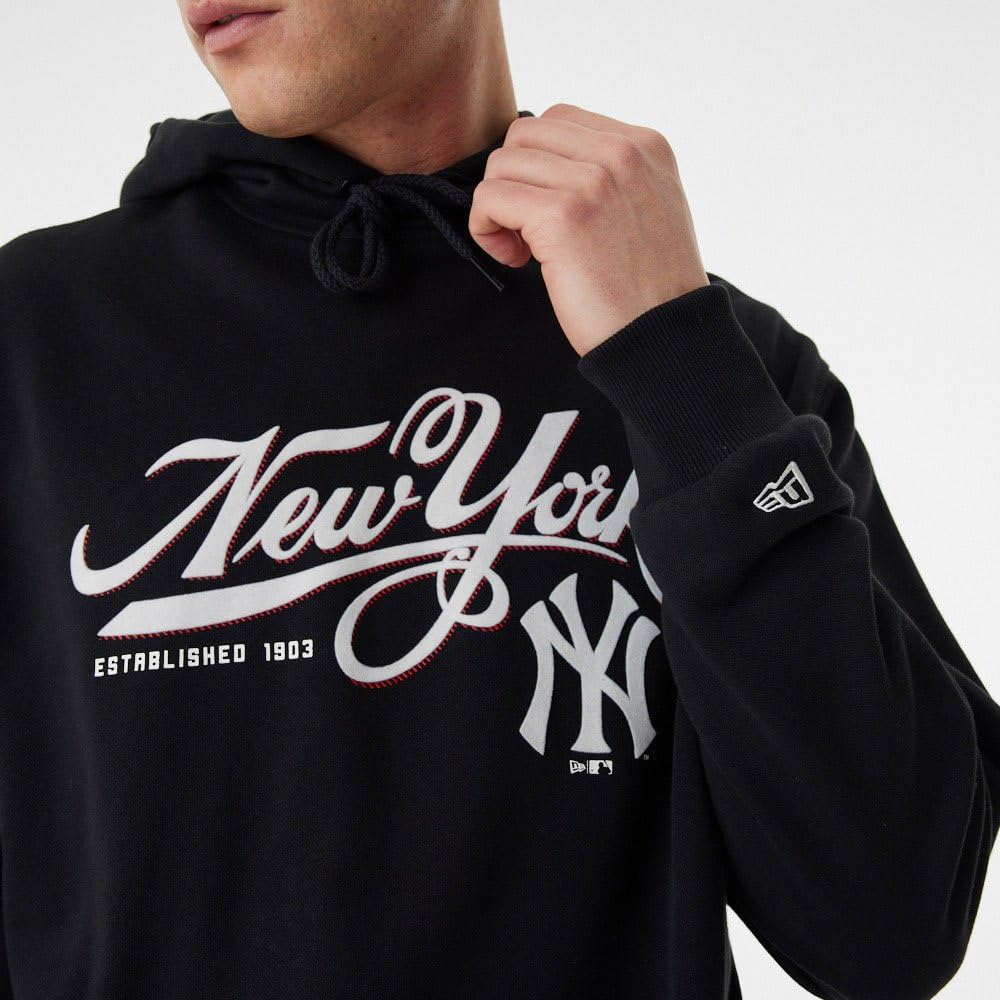 New Era MLB Retro Grphc Os Hoody Neyyan Blkwhi New York Yankees Sudadera con Capucha Hombre (Pack de 1)