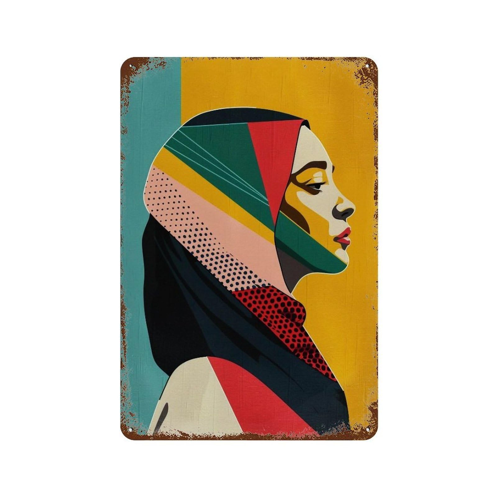 JUWRHRHHRH Cubist Pastel Patchwork Female Visage 04 Poster Canvas Aesthetic Wall Art Painting Decor for Living Room Bed Room 30x20cm Style