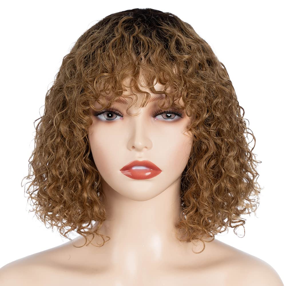 Bob Curly Human Hair Wig for Black Women 10 Inches Brazilian Virgin Human Hair