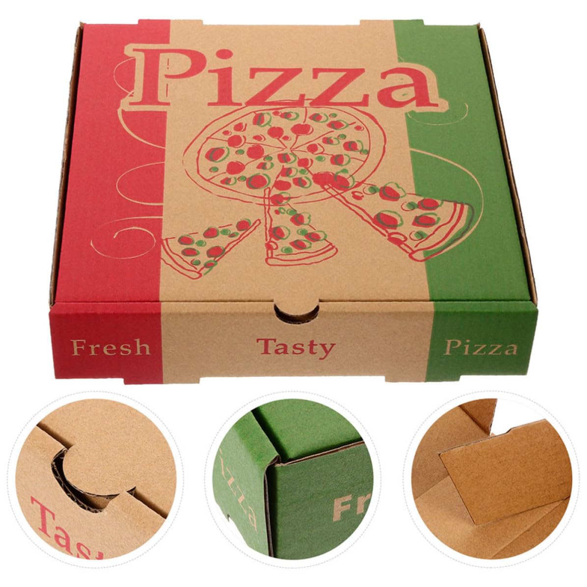 Operitacx 20 Cajas de Pizza de Cartón Kraft Diseño Elegante para Embalaje Plegable y Uso en Fiestas y Sociales