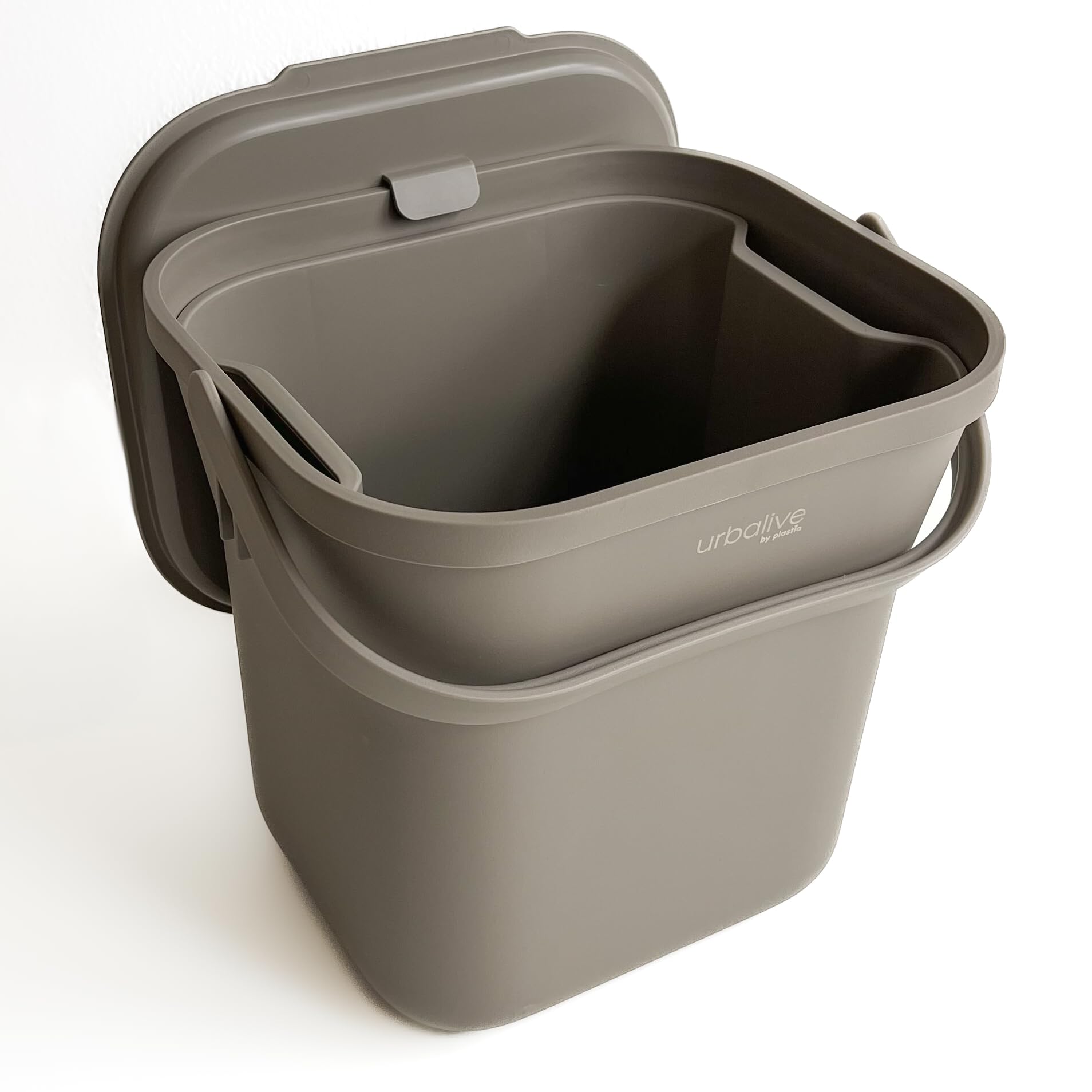Urbalive Design kosz na śmieci ekologiczne, do kuchni, 8 l, z wyjmowanym sitkiem, kosz na kompost z pokrywką, mały kosz na śmieci na codzienne odpady organiczne, nadaje się do mycia w zmywarce, kolor