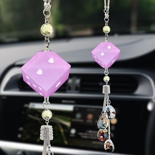 Miniatura 18 de Accesorios de coche colgantes de cristal con foto personalizada para mujeres y hombres, imágenes personalizadas para espejo retrovisor