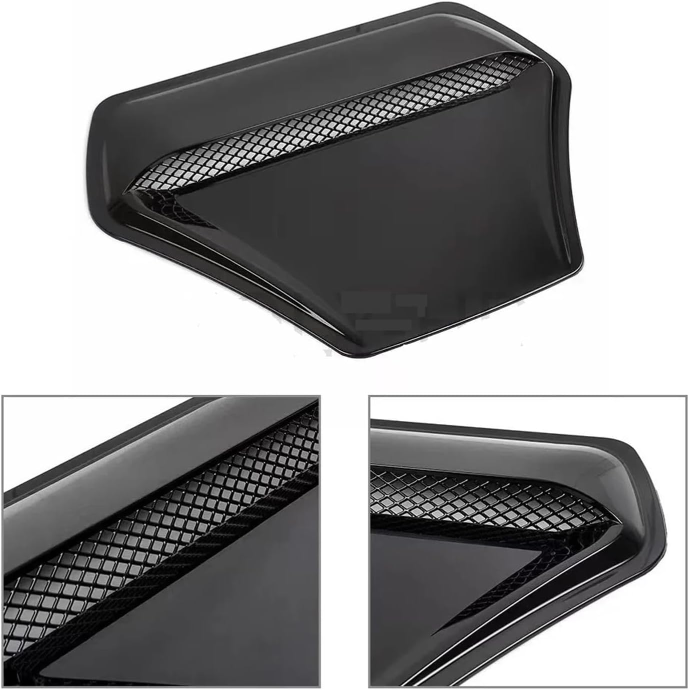 Decoration Car Modification Exterior Decoration Hood Decoration Ventilation Panel, ABS Carbon Fiber Pattern Pattern Pattern, Black Exterior Parts Wind Deflector Light(Black)