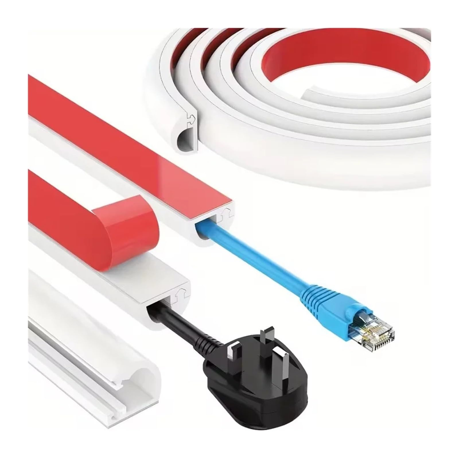 Canalina Passacavi 1PC 1/2/3/5 metri Pavimento Flessibile Copertura del Cavo Cavo Autoadesiva Tutto Hider Internet Wire Condotto slot Gestire