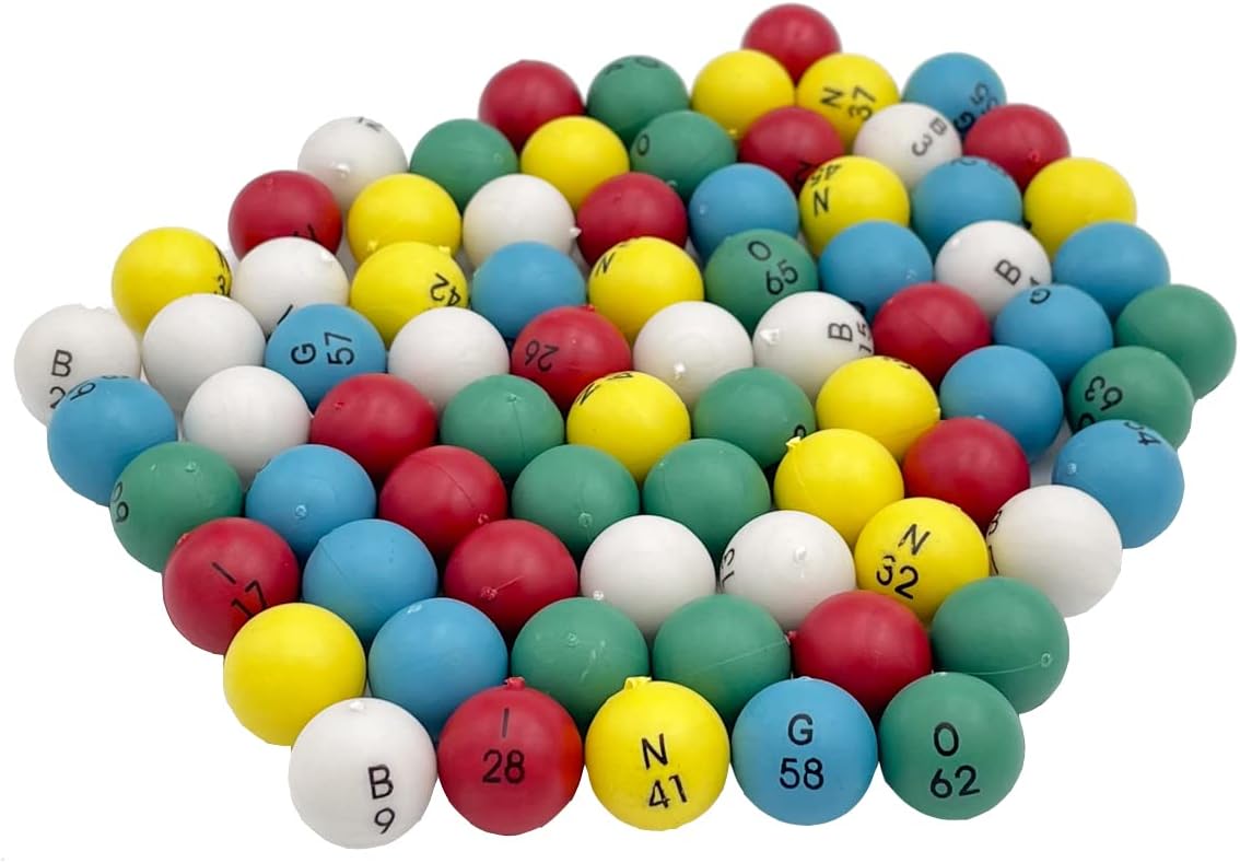 JUNWRROW Plastic Bingo Balls 3/5 inch Multicolored,75 Count, Perfect for Bingo Nights, Raffles, and More,Lost Bingo Ball Replacements
