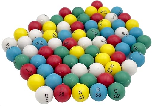 JUNWRROW Plastic Bingo Balls 3/5 inch Multicolored,75 Count, Perfect for Bingo Nights, Raffles, and More,Lost Bingo Ball Replacements
