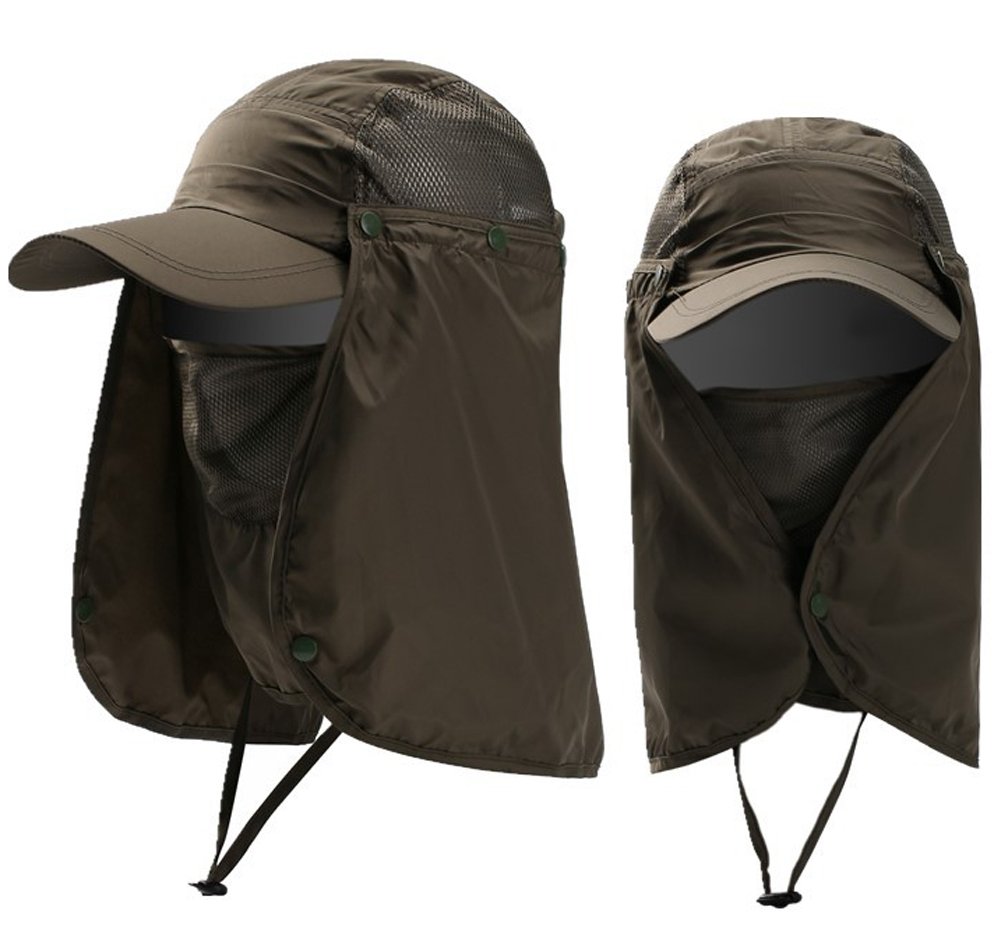 ITODA Outdoor Fishing Hat Quickly Dry Anti-UV Bucket Hat Neck Protection Sun Hats Packable Safari Cap UPF 50+ Protection Cap with Removable Neck Flap for Outdoor Fishing Trekking Gardening Army Green