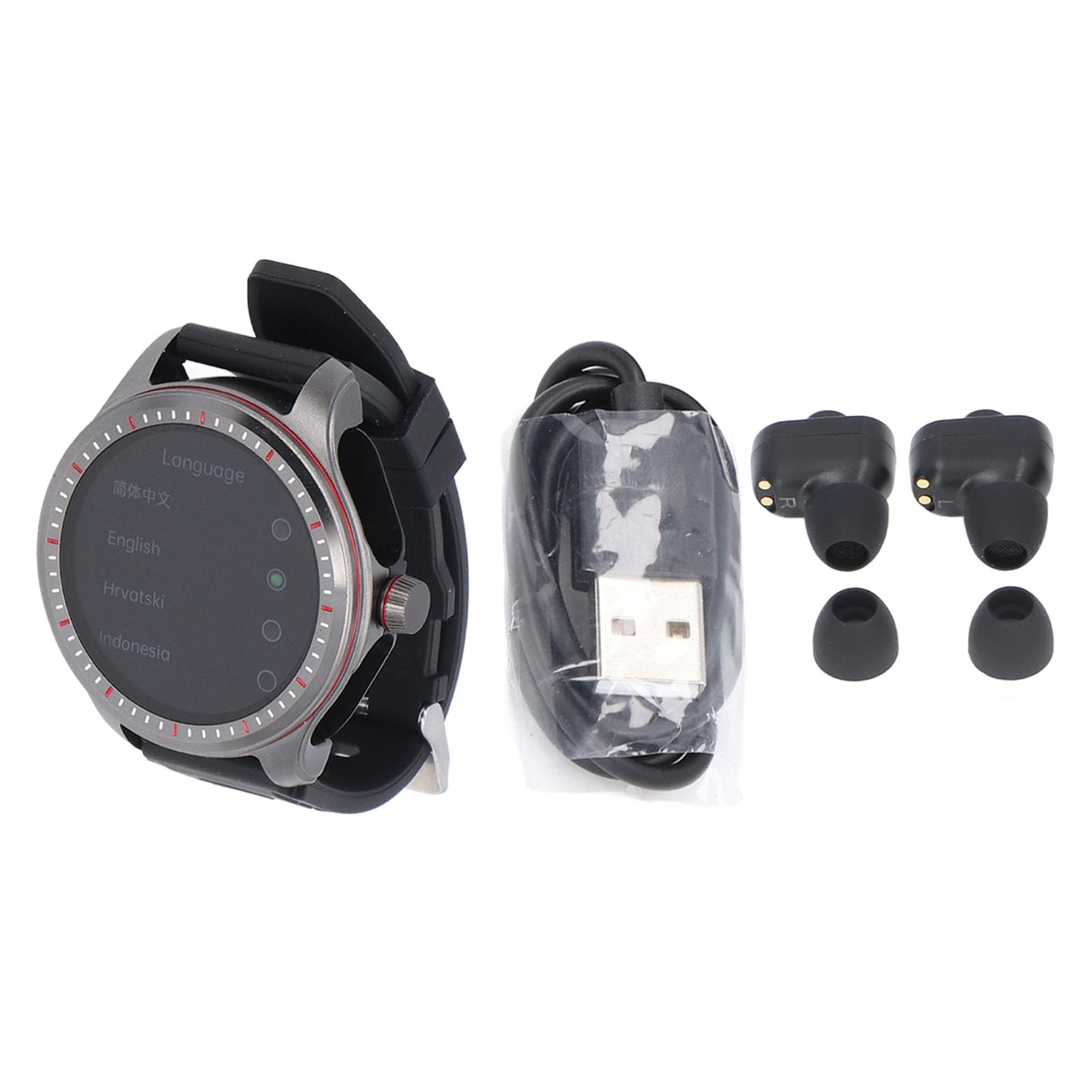 Cuifati Montre Connectée avec Écouteurs, Montre de Fitness Écran Tactile