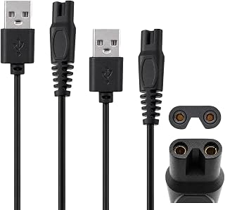 2-Pack 5V USB Charging Cable for Electric Head Shavers and Hair Clippers