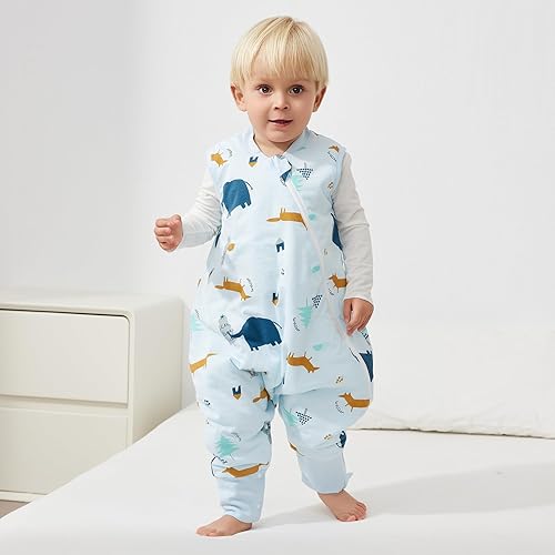 Miniatura 4 de Duomiaomiao Saco de dormir para bebé, saco de dormir de algodón de invierno con pies 2t-3t, 2.5 TOG acolchado manta para bebés que caminan