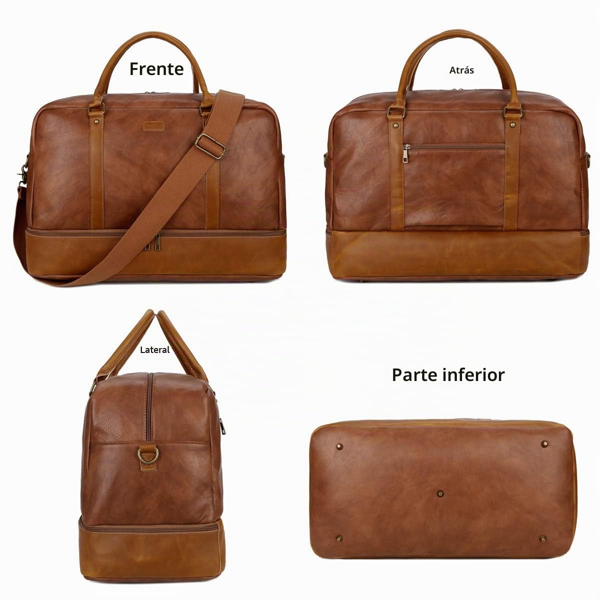 BAOSHA Bolsa de Viaje Grande de Piel sintética – Equipaje de Mano – Bolsa de Viaje – Bolsa de Fin de Semana con Compartimento para Zapatos para Hombre y Hombre – HB-38
