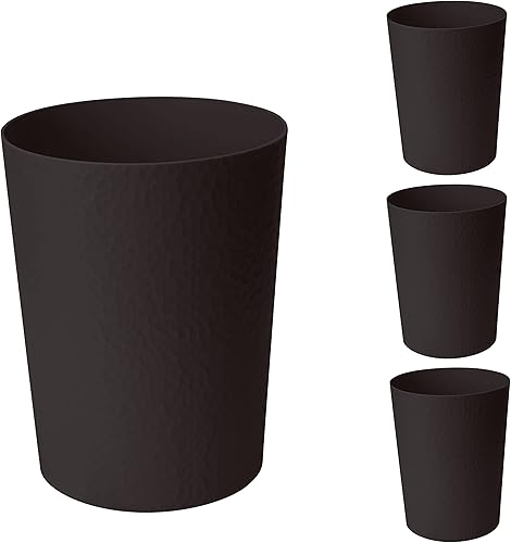 Bath Bliss Cubo de basura con diseño martillado, paquete de 4, parte superior redonda abierta, 10 litros, papelera de baño, cocina, oficina,