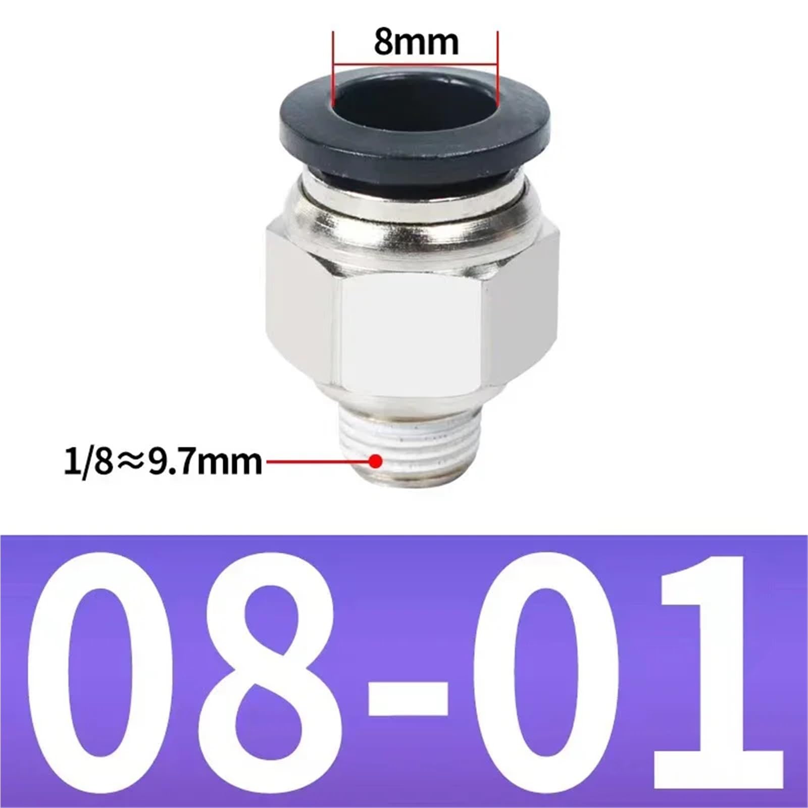 Pneumatic Air Connector Fitting 4mm 6mm 8/10mm Thread 1/8 1/4 3/8 1/2 Hose Fittings Pipe ittings 5pcs(PC8-01)