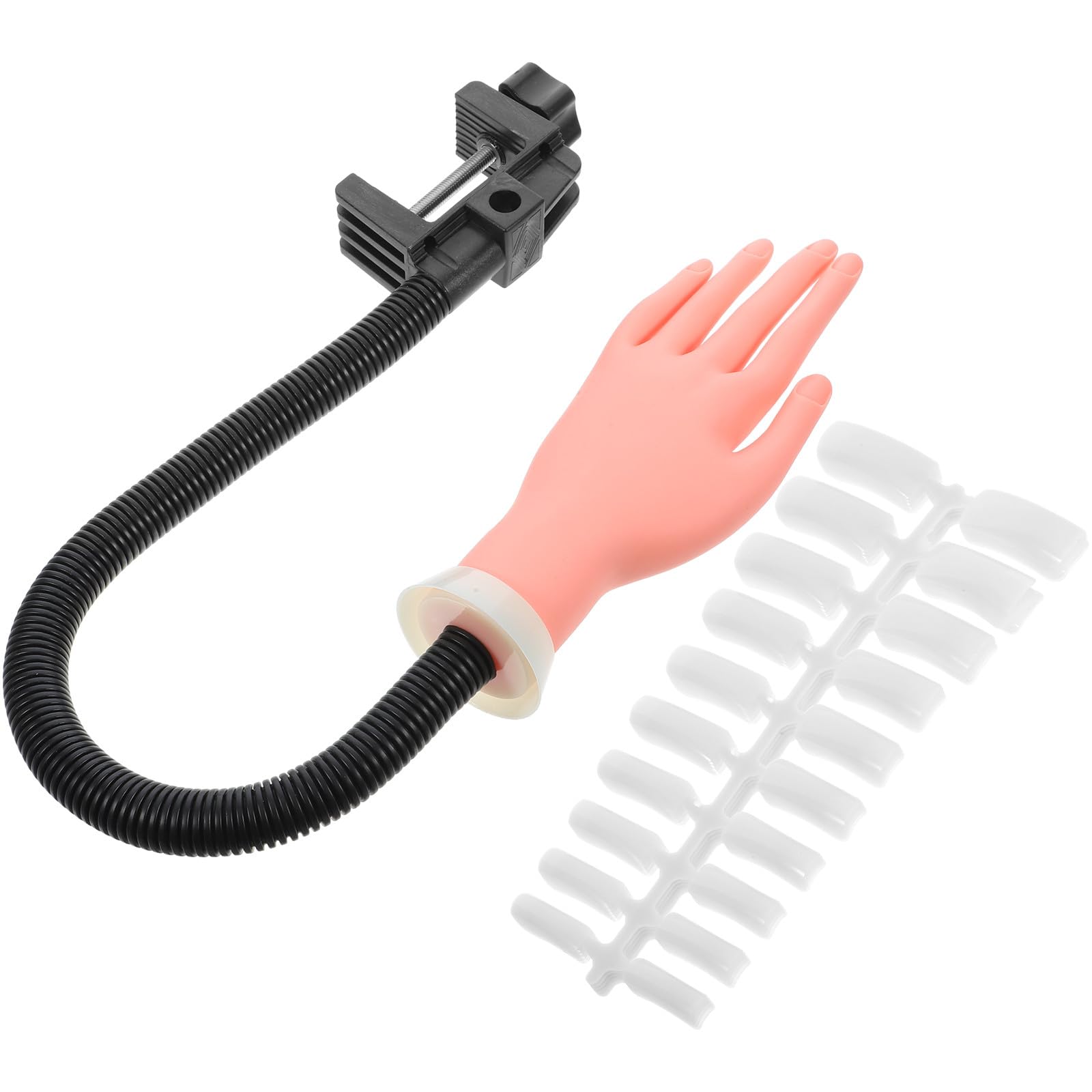 Uonlytech Mano Finta con 100 Pezzi Unghie Finte per Pratica Unghie in Plastica Leggera e Facile da Trasportare, per Training Manicure e Artisti del Salone