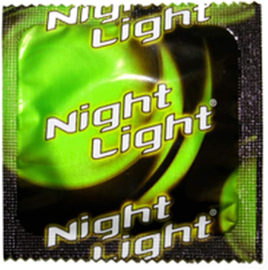 Night Light Glow-in-The Dark Premium Latex Condoms with Silver Pocket Case, 72 Count Display Bowl