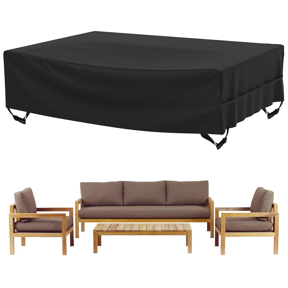 SIRUITON 200x160x70cm Garden Furniture Cover, Patio Garden Table Cover With Air Vent Waterproof, Windproof, Anti-UV, Heavy Duty 420D Oxford Fabric, Rectangular Black