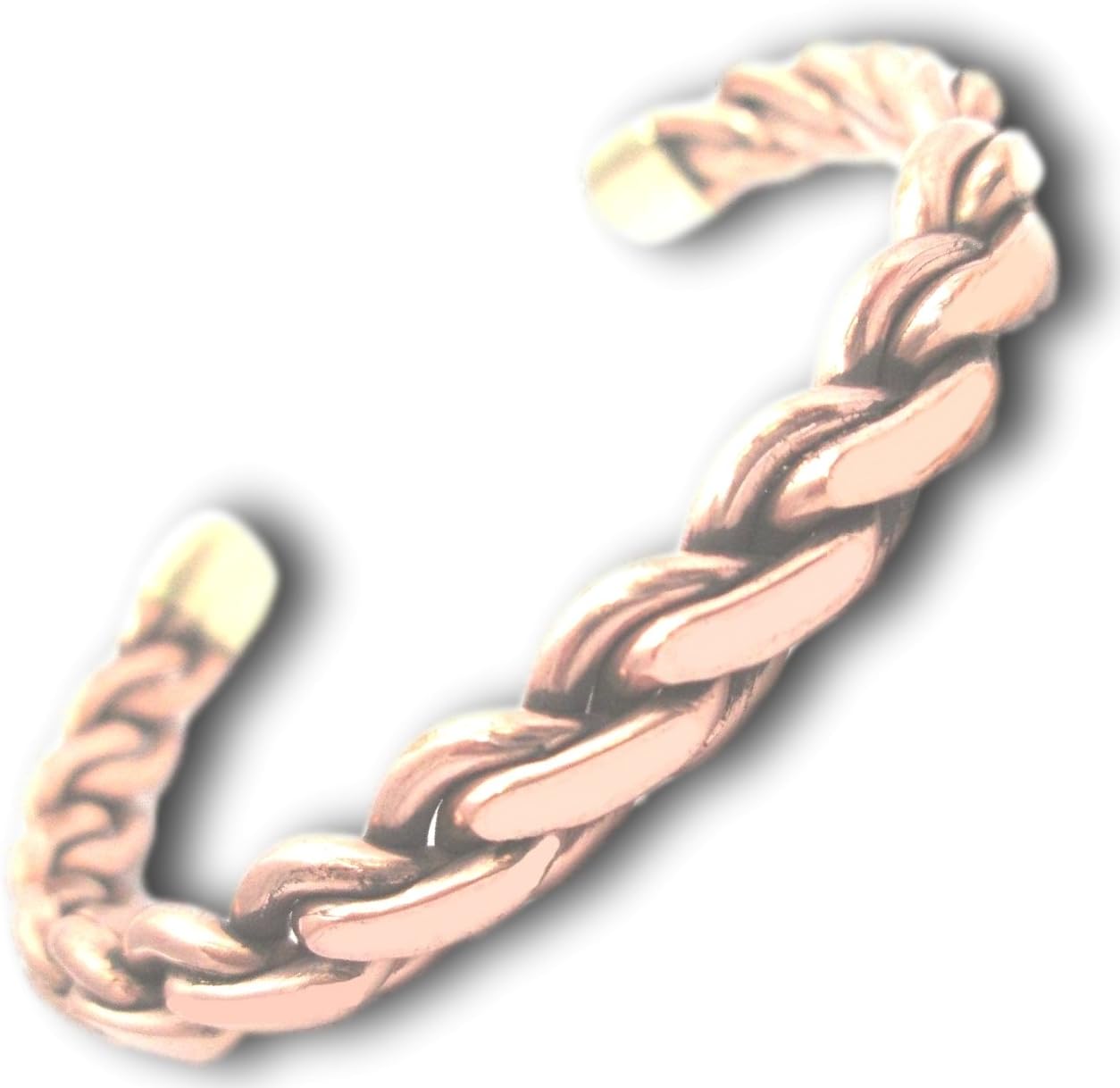 Solid Men's Cuff Chain Copper Bracelet with Brass Ends Heavy 33gm 1.15 Oz Cb23a