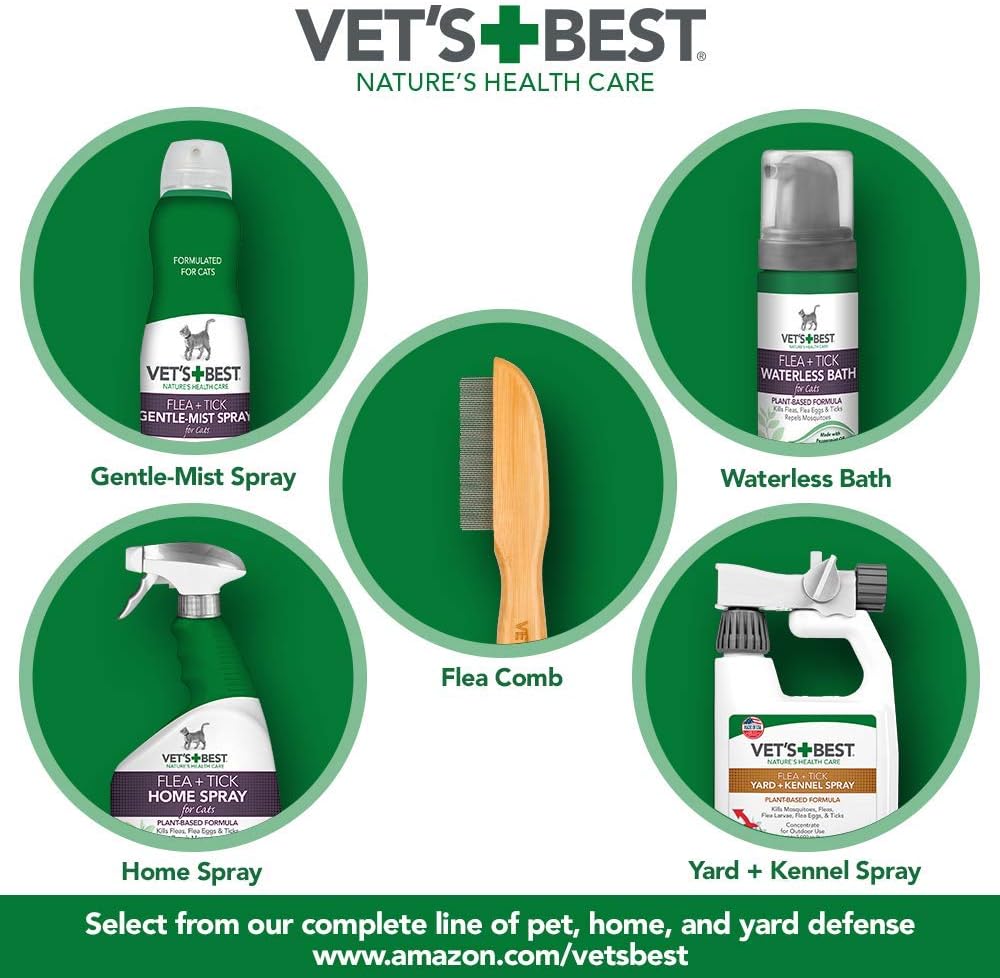 Vet's Best Flea and Tick Gentle-Mist Spray for Cats | Flea and Tick Spray with Certified Natural Oils | Gentle-Mist Spray for Easy Application and Control | 6.3 Ounces : Pet Supplies