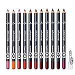 DC-BEAUTIFUL 12Pcs Lot Set 12 Colors Lip Liner Pencil Waterproof Non-marking Matt Velvet Lipstick Pen, Professional Long Lasting Lipliner Set with Sharpener