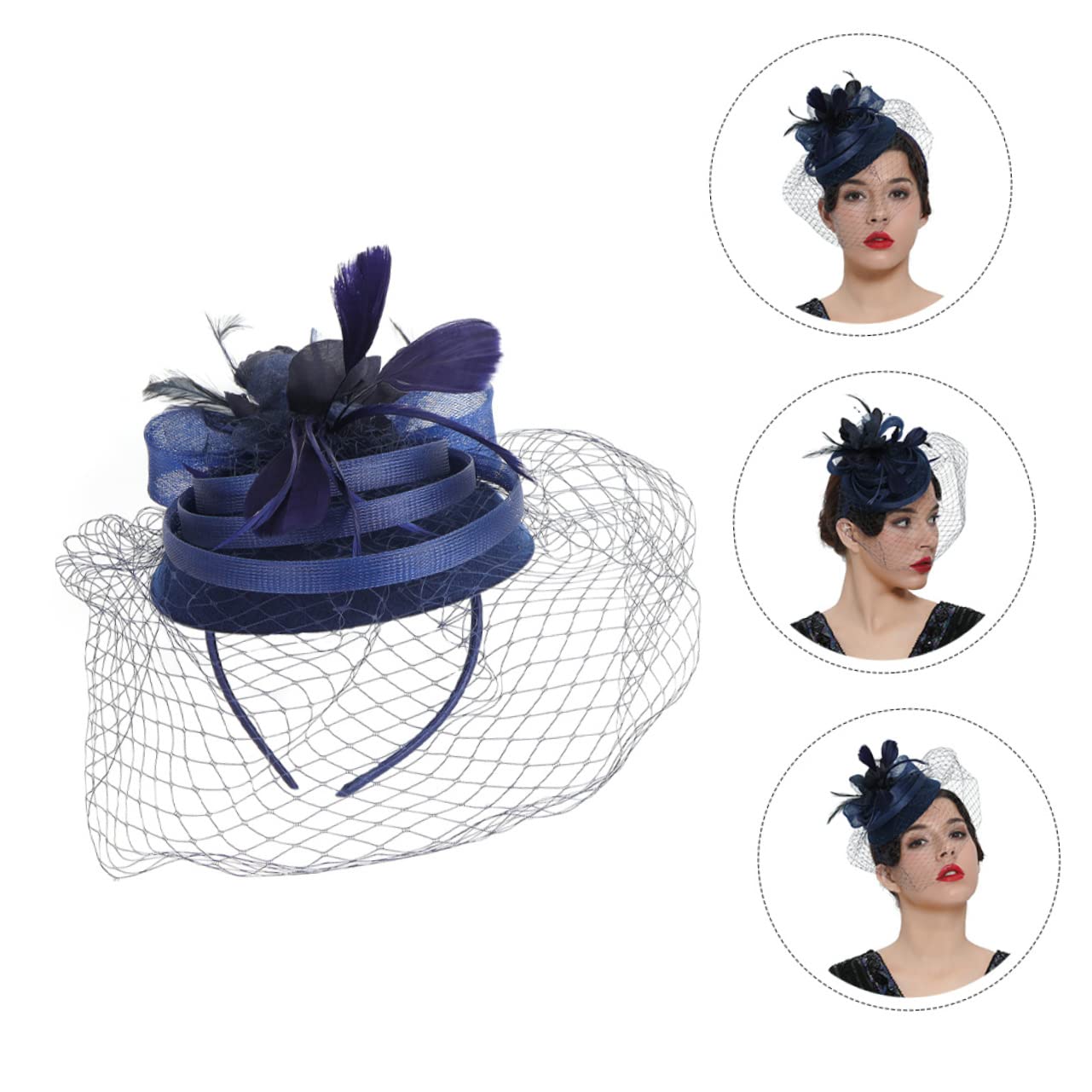 FRCOLOR 5pezzi Fascinator Elegante per Donne Cappello Cerimonia Multifunzionale Accessorio per con Clip Rimovibile per Feste Te Matrimoni e Occasioni Speciali