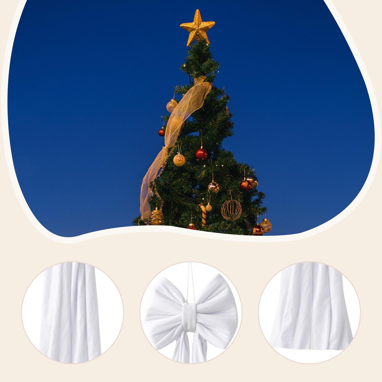 predolo Fiocco di Natale in Velluto, Fiocco Decorativo, Extra Large, Decorazione Natalizia per Porta d'ingresso, Festival, Finestra, Interni, Bianco