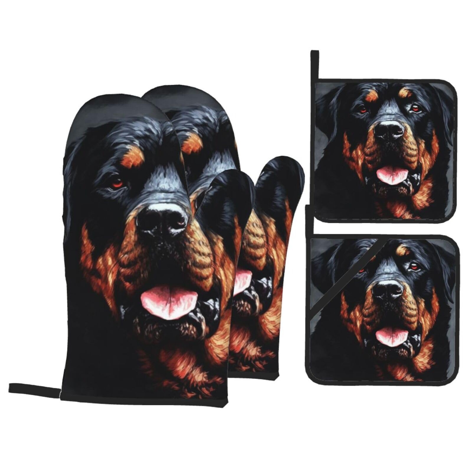 Maniques Rottweiler (lot de 4) - gants de cuisine résistants à la chaleur pour barbecue