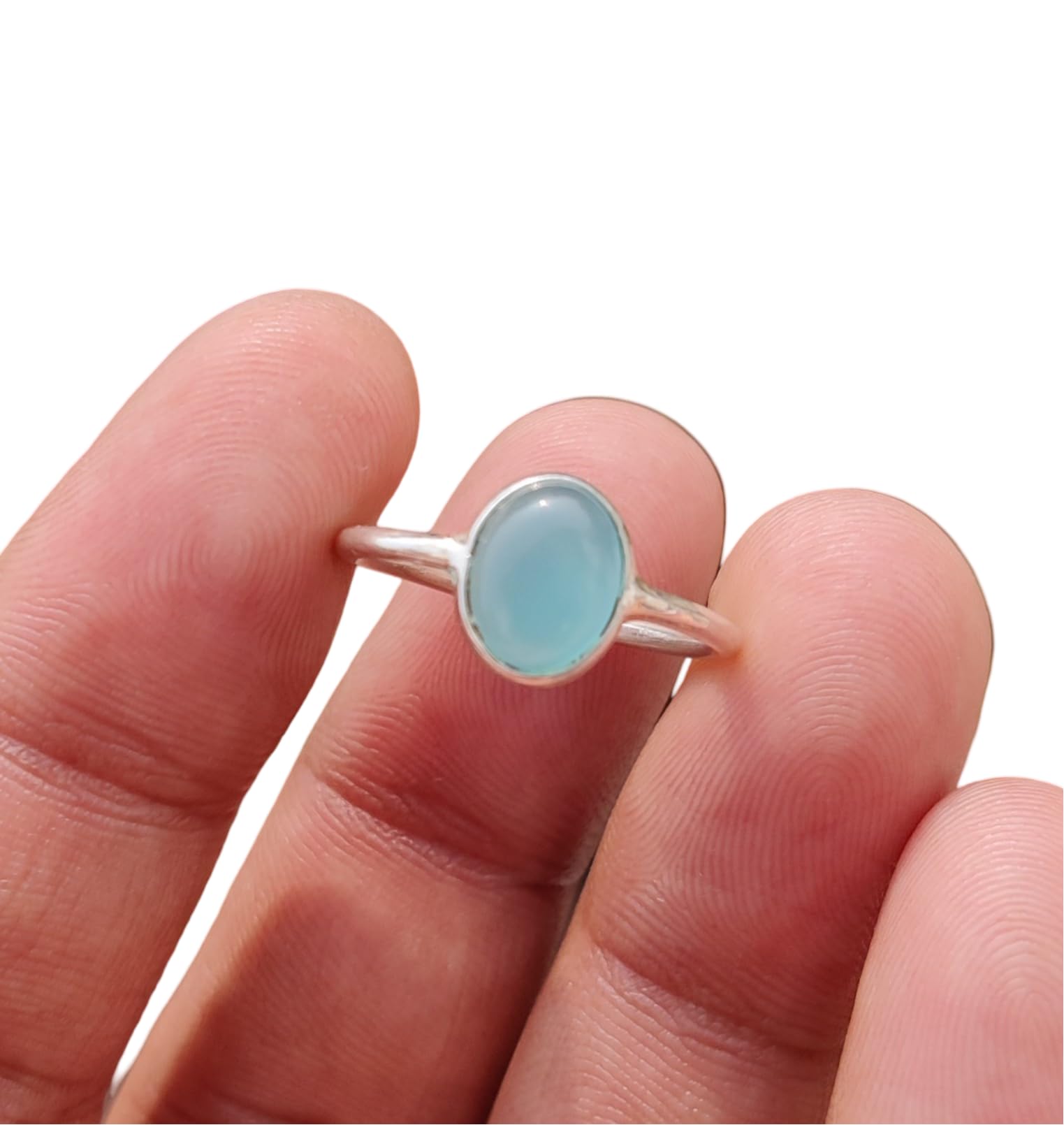 925 Sterling Silver Natural Gemstone 7x9 MM Oval Shape Handmade Birthstone Women Petite Ring All Sizes F to Y (UK)