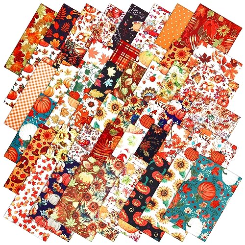 Tudomro 100 Pcs 10 x 10 Inch Fall Fabric Squares