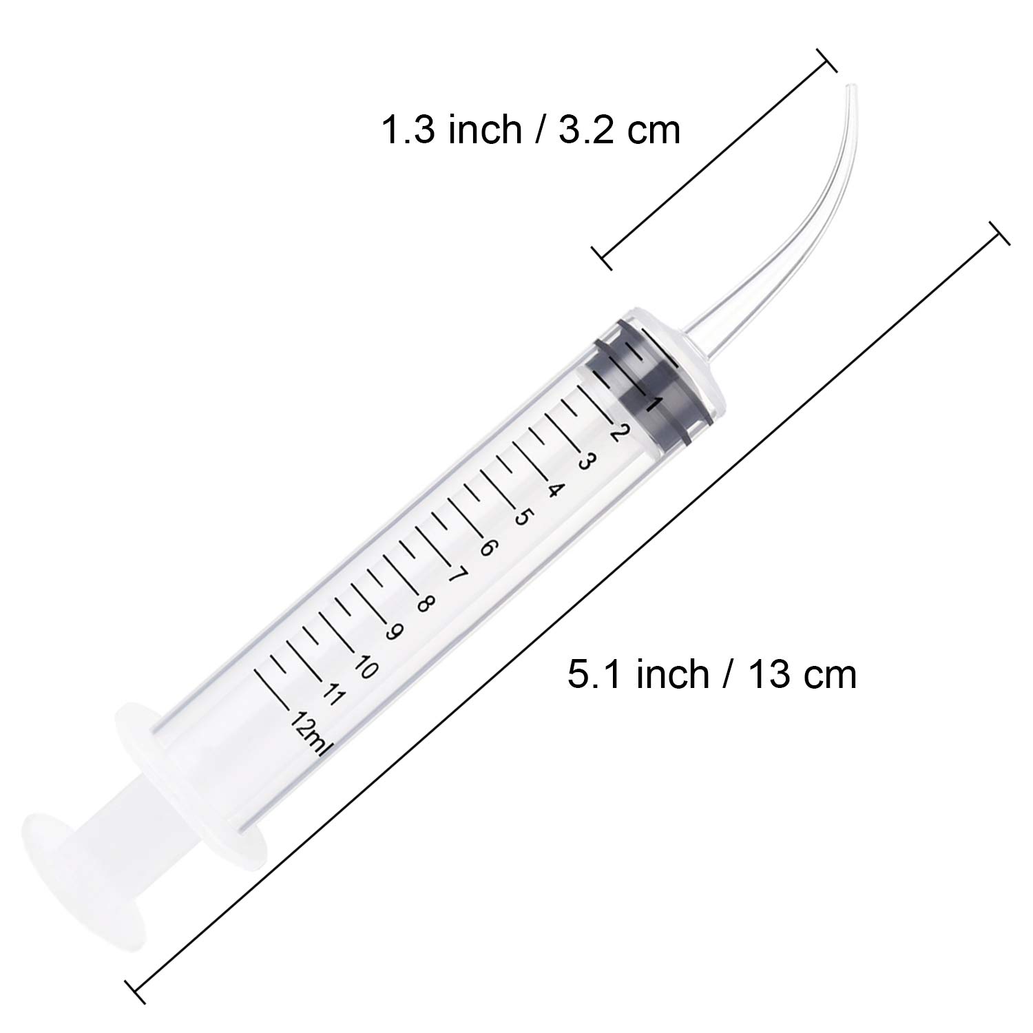 Benvo 6 Pack Disposable Dental Syringe 12ml with Curved Tip Dental Irrigation Syringe for Mouthwash Oral Care, Tonsil Stones Squirt Liquid Injection, Oil, Glue, Lab Pet Feeding(With Clear Measurement): Industrial & Scientific