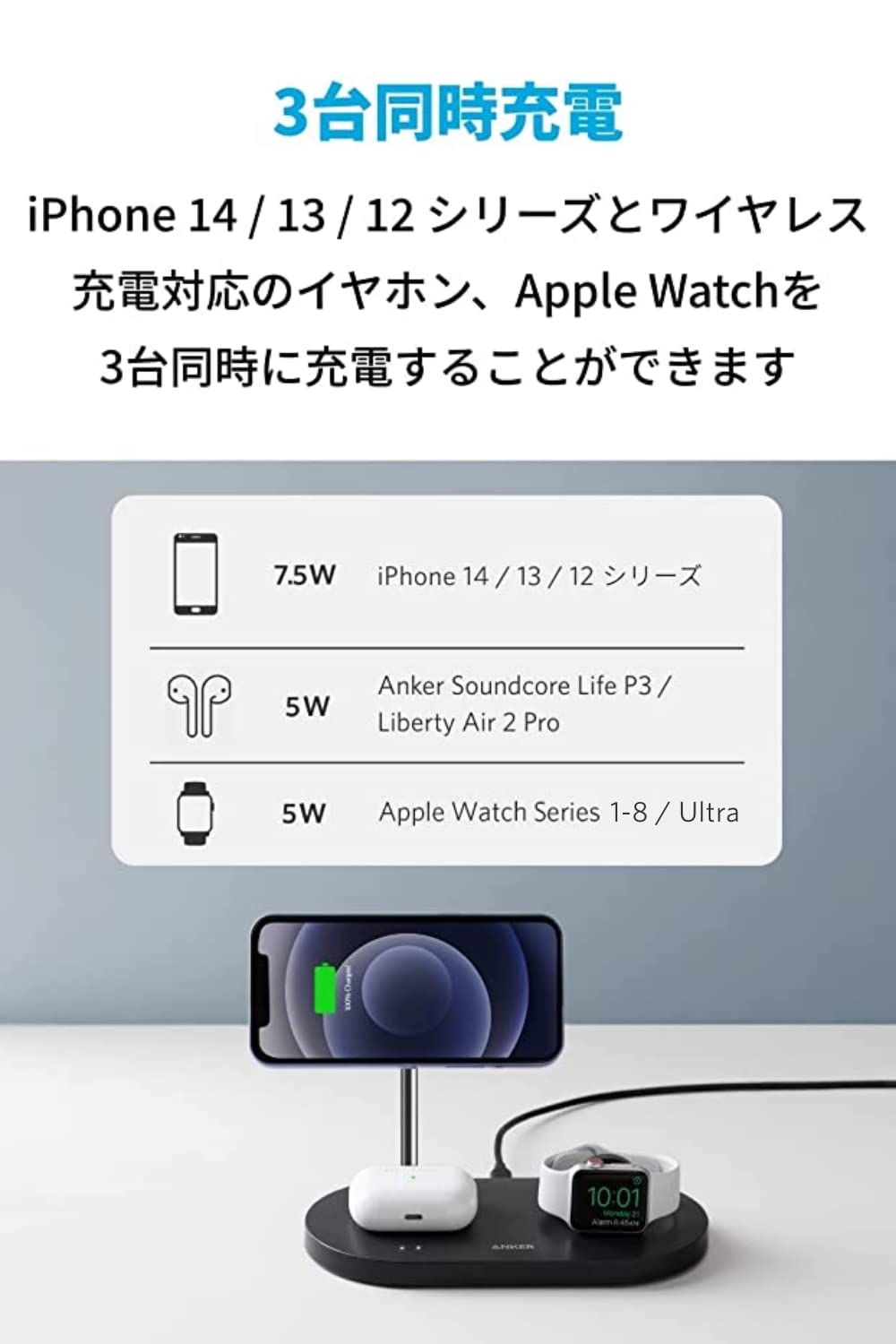 Amazon.co.jp: Anker 533 Magnetic Wireless Charger (3-in-1