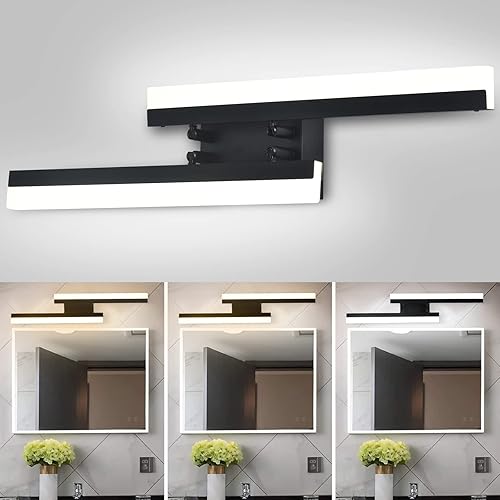 Leefact Lámpara de tocador de baño de 24 pulgadas moderna iluminación LED de tocador sobre espejo 3000 K 6000 K 3 temperaturas de color regulables