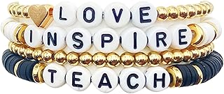 Beaded Teacher Bracelet for Women Teacher Appreciation Gifts Bracelet Love Teach Inspire Beaded Teacher Bracelets Appreciation Gifts