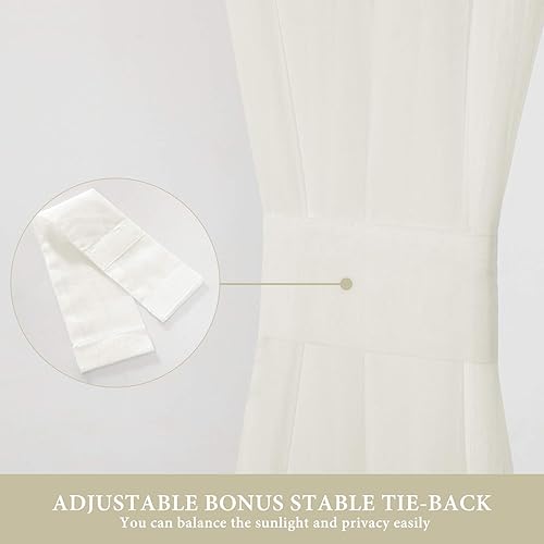 Vista 29 de MIULEE - Cortinas semitransparentes para puerta francesa de 2 paneles