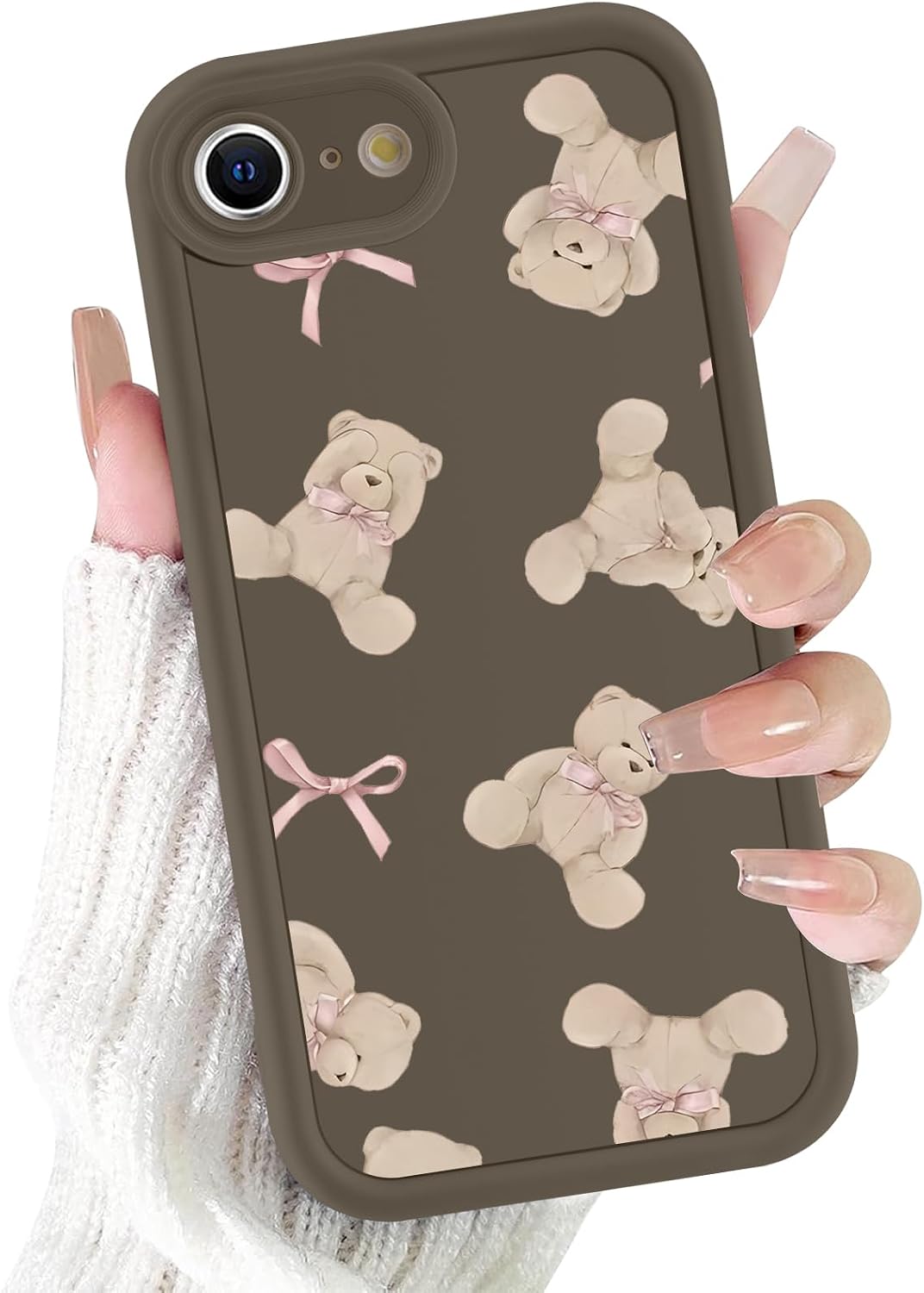 2 Pack Cute Coquette Bow Phone Case for iPhone 16e / 17e 6.1", Aesthetic Bear Pink Ribbon Bowknot Pattern Print Design Women Girls Case Soft Slim Shockproof TPU Protective Funda Cover image 4