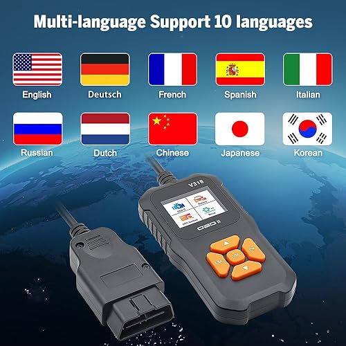 Miniatura 8 de Escáner auto de V318 OBD2, ayuda 10 idiomas y 9 protocolos, herramienta de diagnóstico del coche de OBDII con la pantalla TFT del color