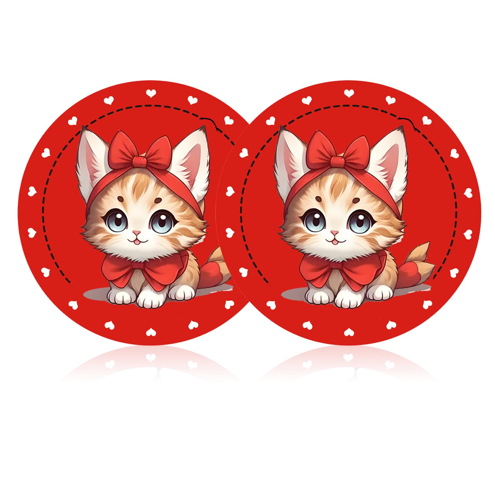 FLYEEGOCar Cup Holder Coaster 2PCS Cute Car Coasters 2.75" Car Interior Cup Holder Insert Coaster Funny Car Decoration Women Gifts