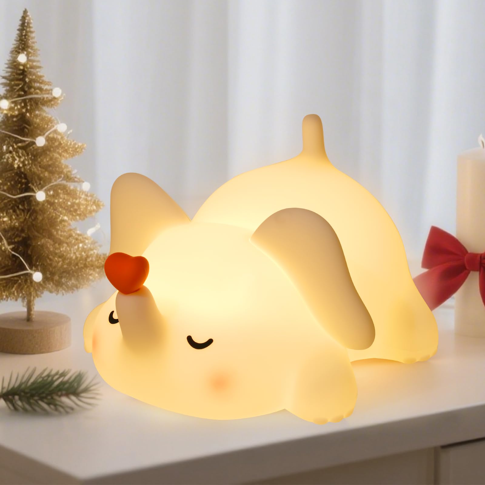 Elefant Nachtlicht für Kinder, Silikon Squishy Lampe mit Touch-Steuerung 3-stufig dimmbar, Auto-Off-Timer, wiederaufladbares Kinderzimmerlicht, Baby-Geschenk (weiches Weiß)